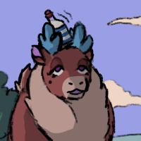 Thumbnail of a fat reindeer balancing milk on her head.