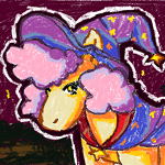 Drawing of a pony wearing a wizard hat and cloak, standing outside at night.